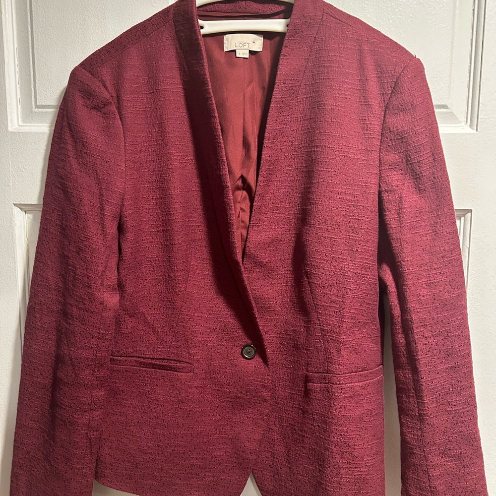 LOFT Women's Burgundy Blazer Jacket